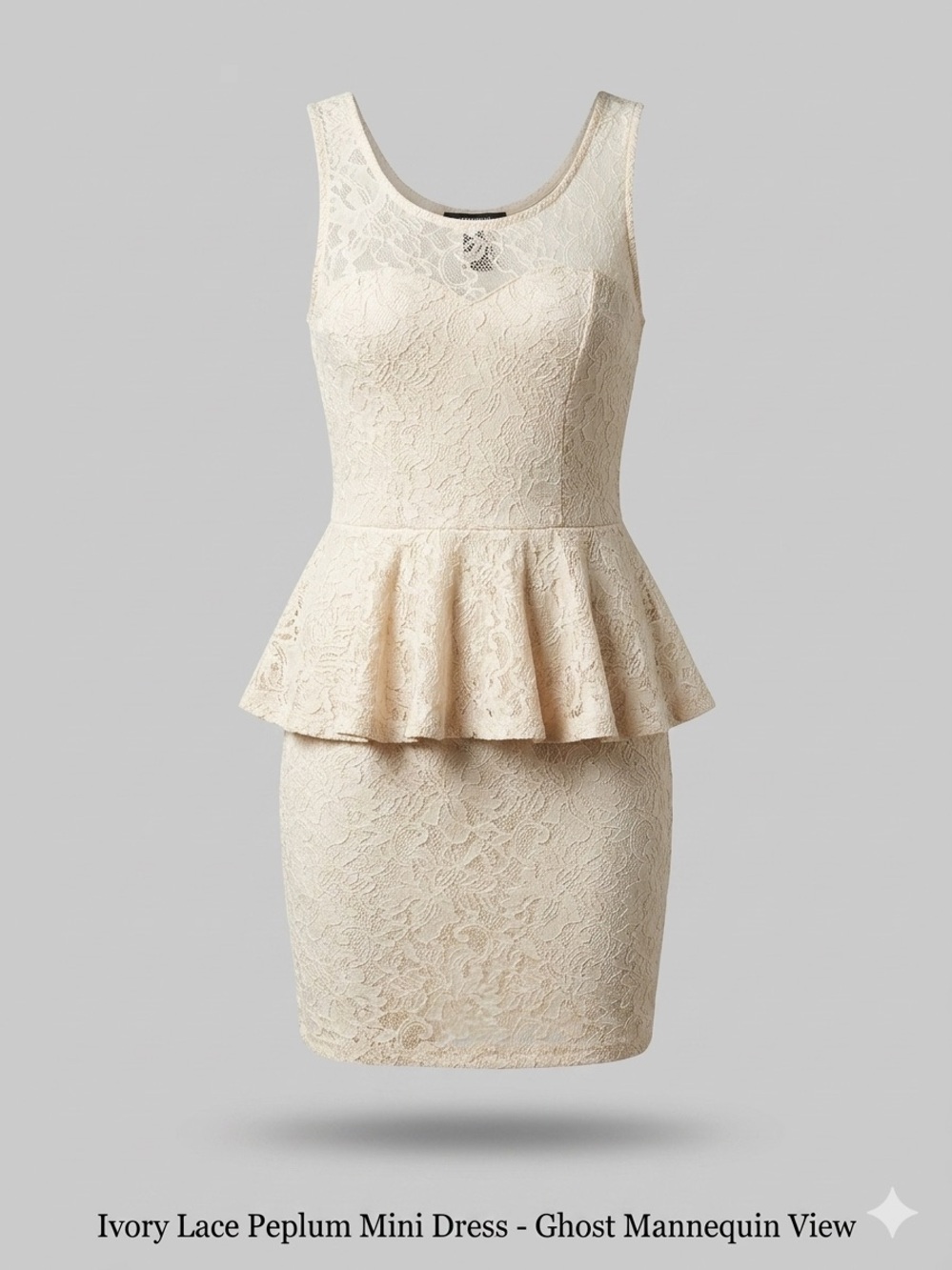 FOREVER 21 Lace Tank Peplum Ruffled Bodycon Mini Dress Ivory Women's Size S
